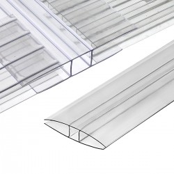 Profiles H and accessories for polycarbonate sheet installation.