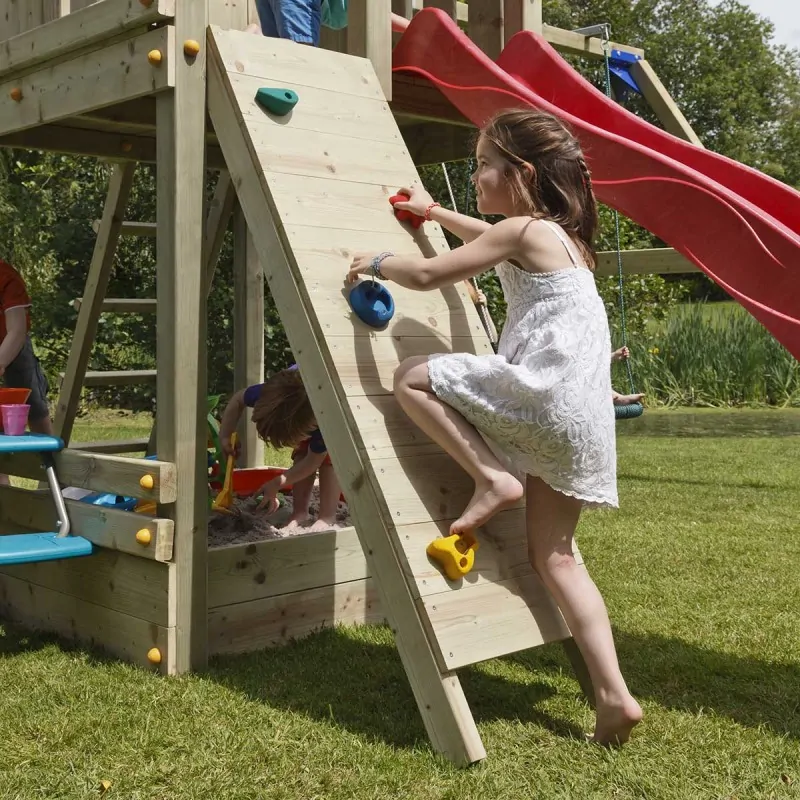 Wooden climbing rock wall
