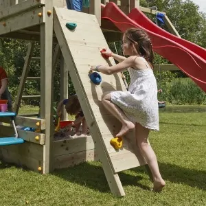 Wooden climbing rock wall
