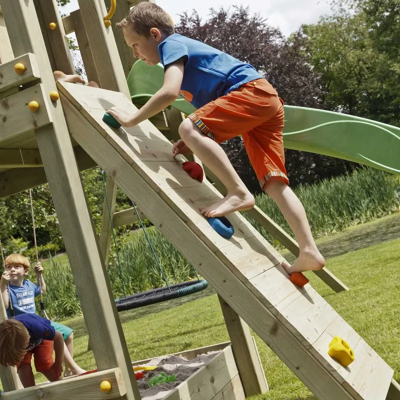 Wooden climbing rock wall