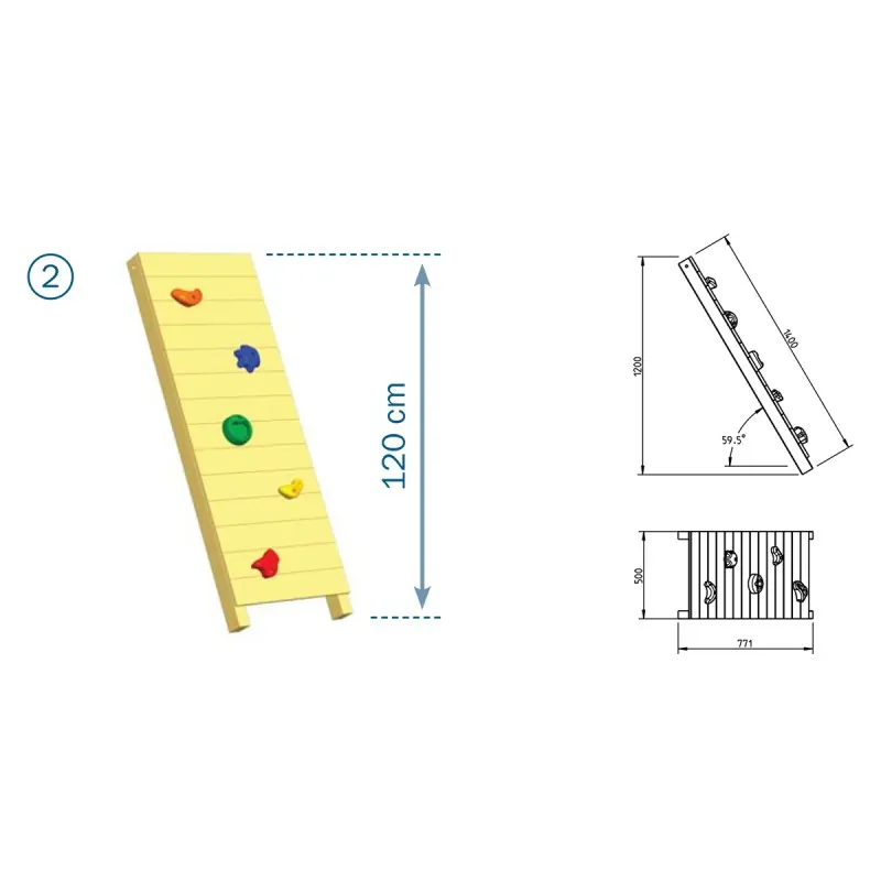 Wooden climbing rock wall
