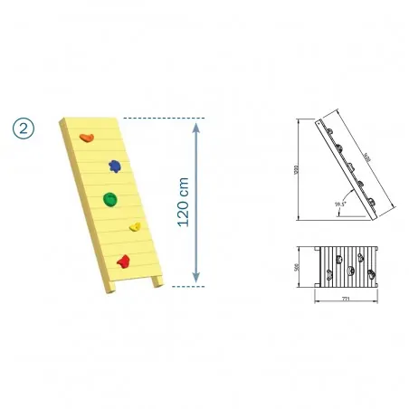 Wooden climbing rock wall 120(h) x 50cm