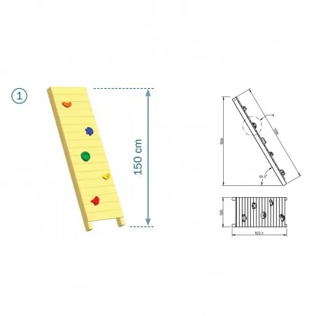 Wooden climbing rock wall 120(h) x 50cm