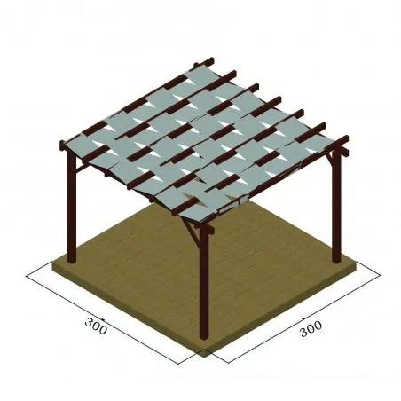 Pergola with fabric stripes 48,3cm - 300 x 300cm