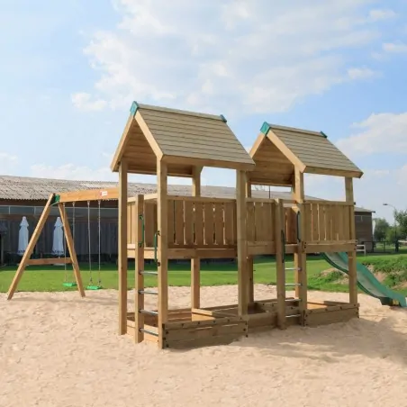 Ξύλινη παιδική χαρά - Project 4S Project 4s - Παιδική Χαρά Επαγγελματικής Χρήσης -  με Κούνια Προέκταση 2 θέσεων