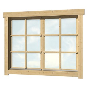 Wooden double window