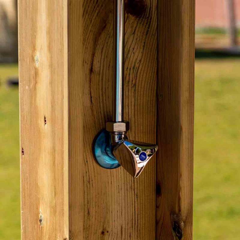 Wooden beach shower