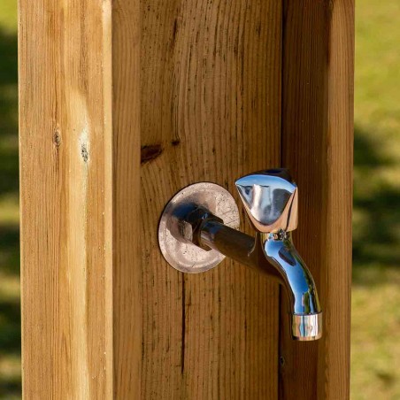 Wooden beach shower