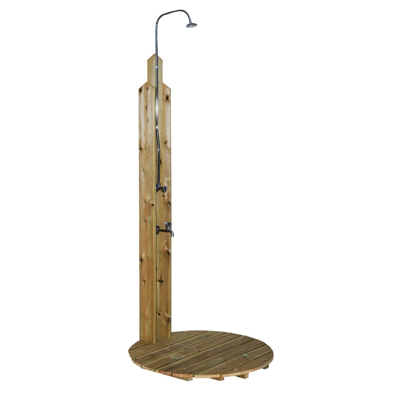 Wooden beach shower