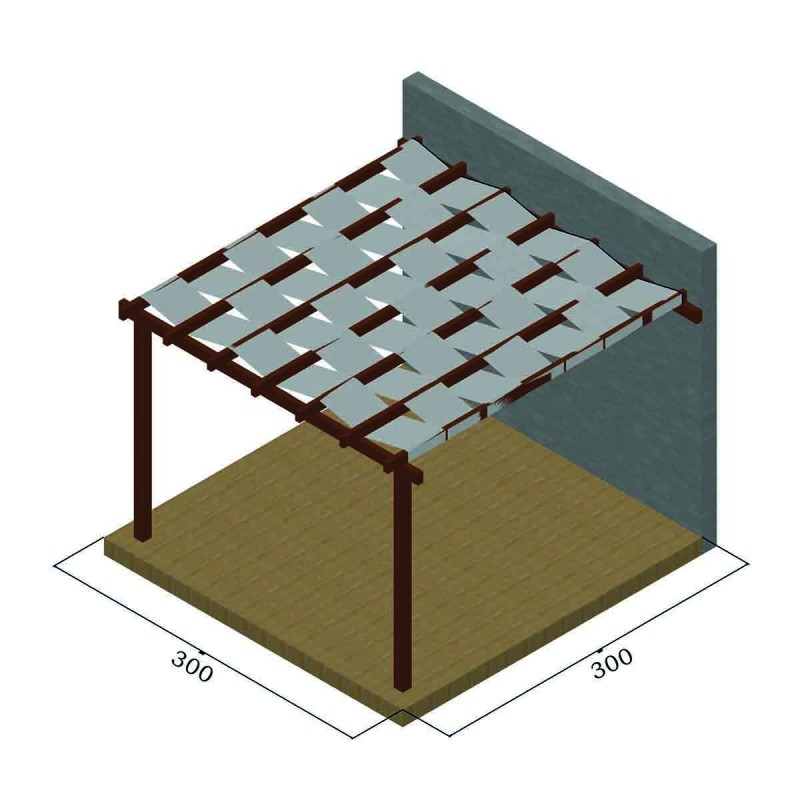 ξύλινη πέργκολα με τεντόπανο
