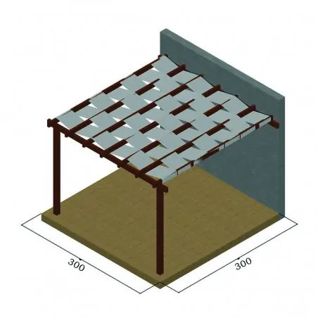 Wall pergola with fabric stripes 48,3cm - 300 x 300cm