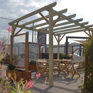 wooden pergola made of pressure-treated pine timber