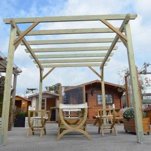 wooden pergola made of pressure-treated pine timber