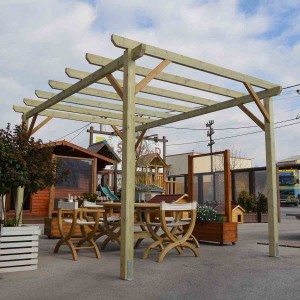 wooden pergola made of pressure-treated pine timber