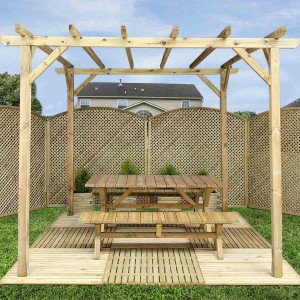 wooden pergola made of pressure-treated pine timber