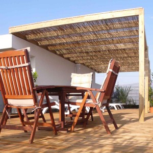 Bamboo fencing roll on pergola