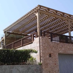 Double board wooden pergola