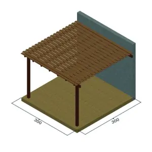 Wall double board wooden pergola