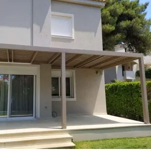Wall double board wooden pergola