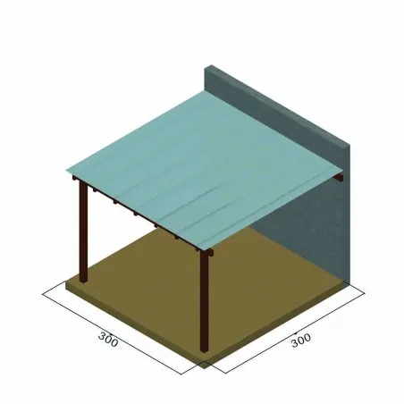 Wall pergola with polycarbonate sheet 300 x 300cm