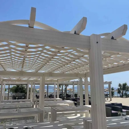 WPC stripe wall pergola WPC wall pergola | 300 x 300cm.
