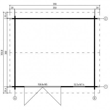 Log house Fhaedra 370 x 320cm