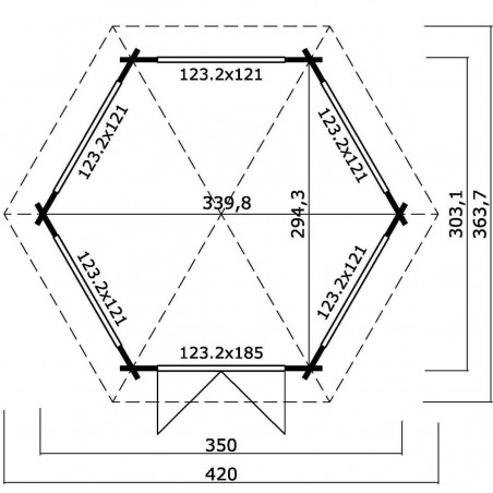 Log pavilion Kalypso 323 x 370cm