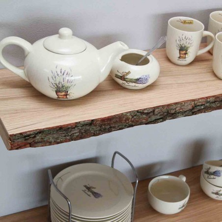 Rustic tree bark shelf