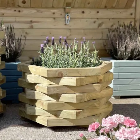 Wooden hexagonal flower pot WOODEN POT HEXAGON 12 SIDES 34(H) x Φ55CM.