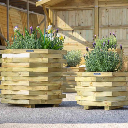 Wooden hexagonal flower pot