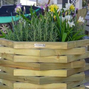 Wooden hexagonal flower pot