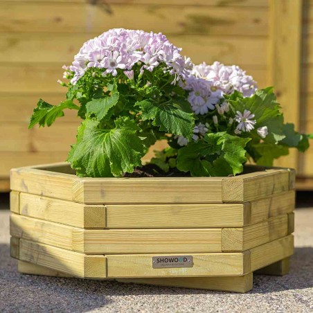 Wooden low flower planter