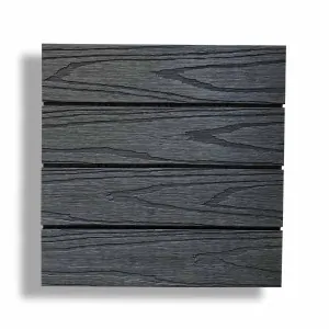 WPC decking tile 3D WOOD 30 x 30cm -dark grey