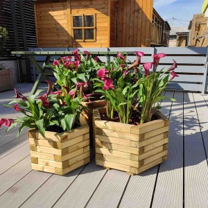 Wooden hexagonal flower planter