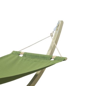 Single cotton hammock with spreader bars.