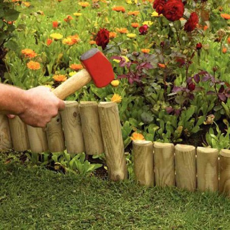 Log roll edging vertical halfwood 105cm