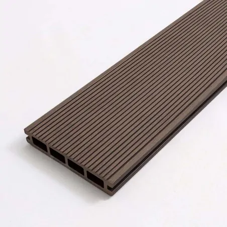 Striped WPC decking board 2,4 x 14,6 x 360cm - brown
