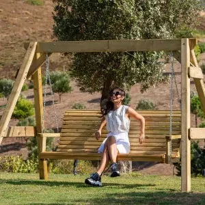 3-Seater Outdoor Wooden Swing
