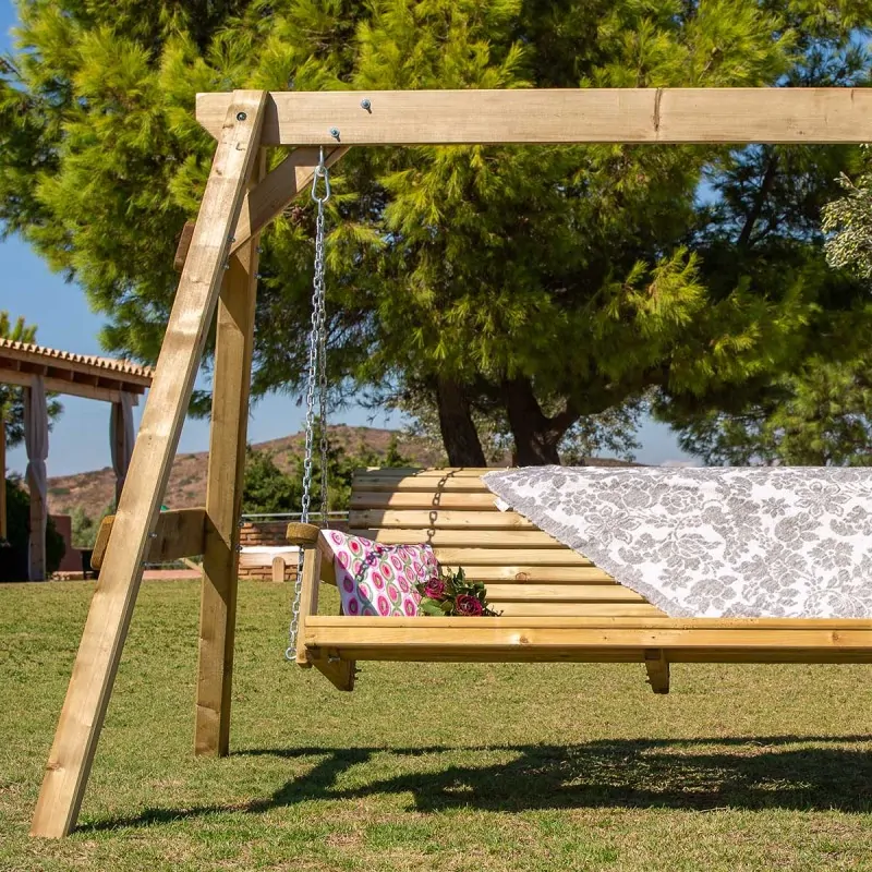 3-Seater Outdoor Wooden Swing