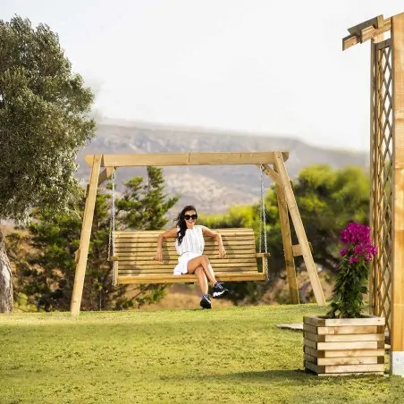 3-Seater Outdoor Wooden Swing