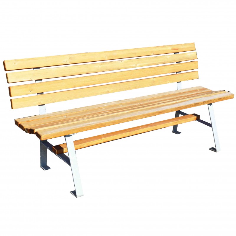 Wooden bench with metal base 180cm