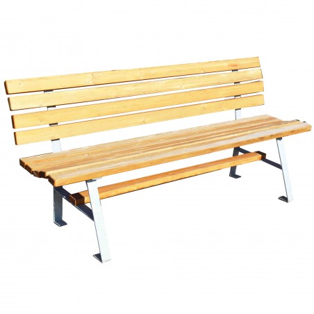 Wooden bench with metal base 180cm