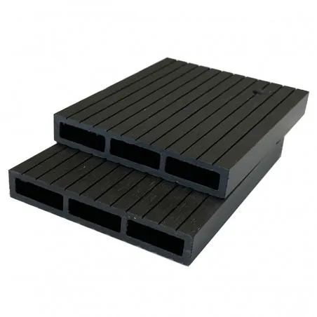 WPC striped fencing board 2 x 12 x 360cm - dark grey