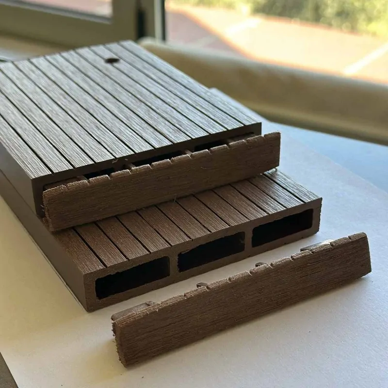 WPC ending caps striped  2 x 12cm - brown