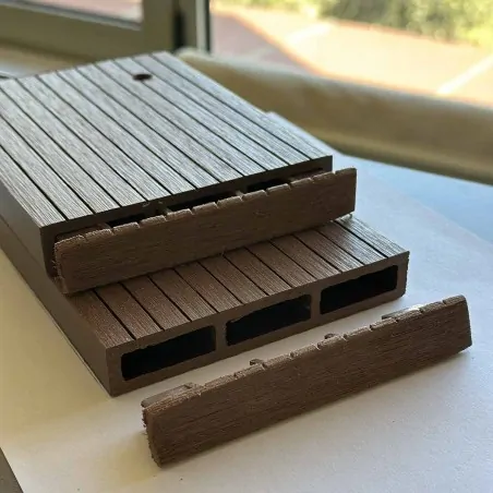 WPC ending caps striped  2 x 12cm - brown