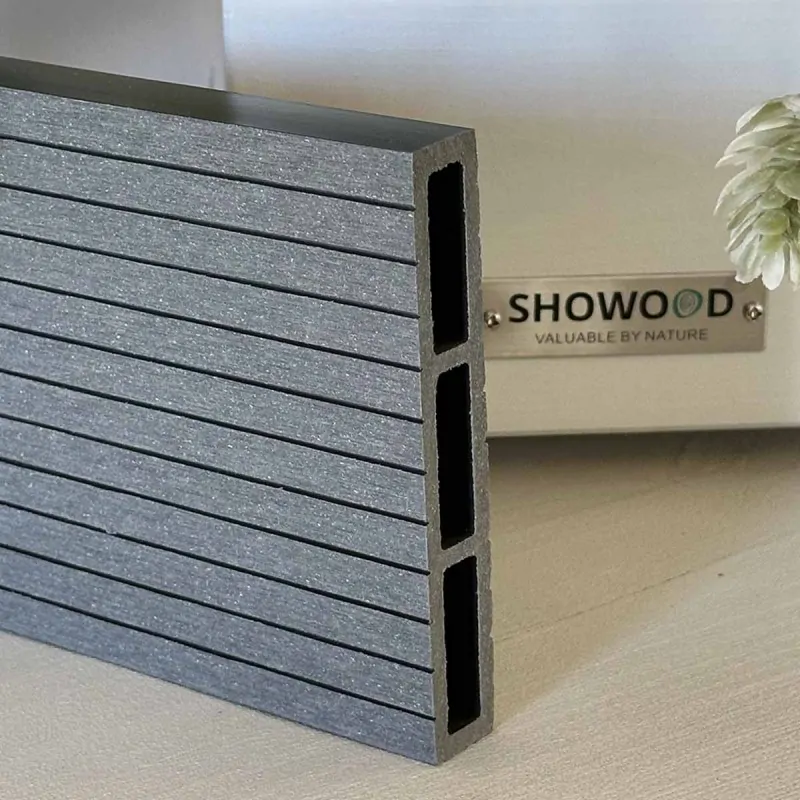 WPC striped fencing board 2 x 12 x 360cm - light grey