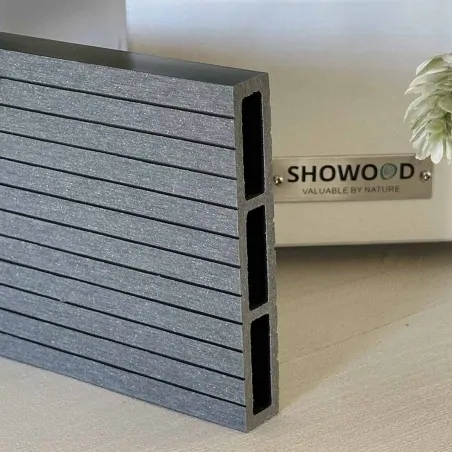 WPC striped fencing board 2 x 12 x 360cm - light grey