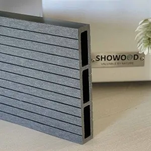 WPC striped fencing board 2 x 12 x 360cm - light grey