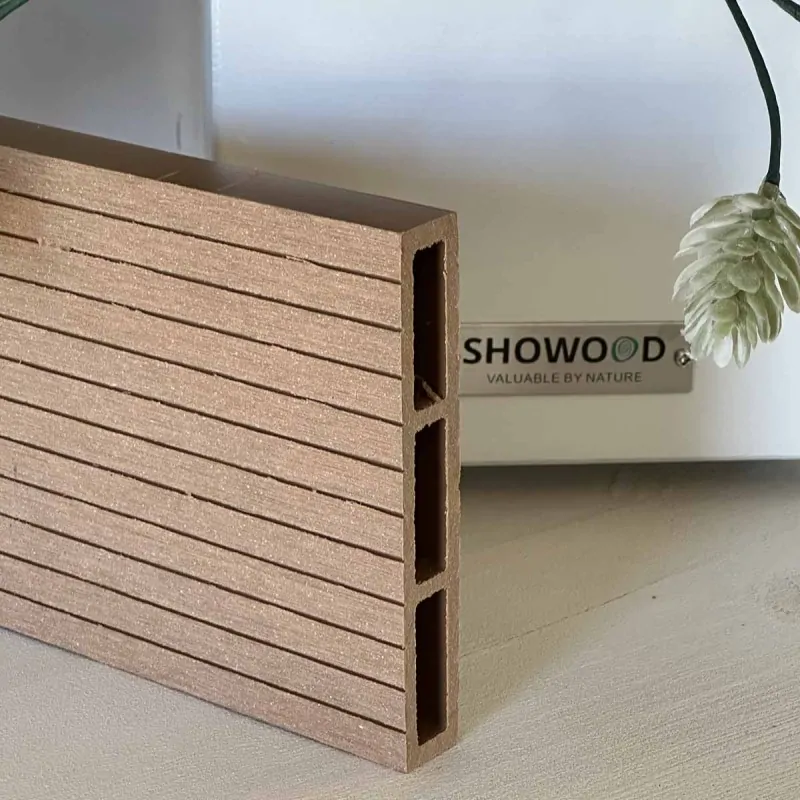 WPC striped fencing board 2 x 12 x 360cm - light brown