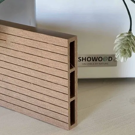 WPC striped fencing board 2 x 12 x 360cm - light brown